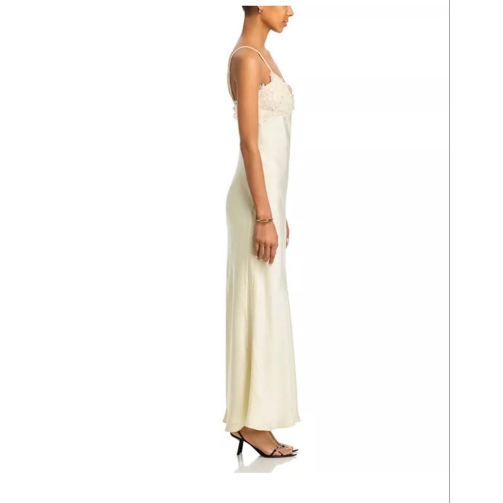 Bardot Women's Elisan Lace Satin Ivory Yellow Slip Dress Size 10 — image 4 of 4